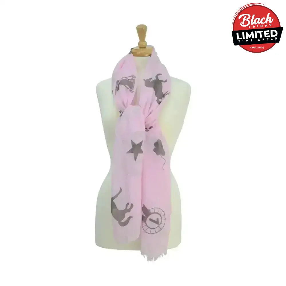 HY Equestrian Ladies Balmoral Scarf Coral/Black Print Headwear & Neckwear