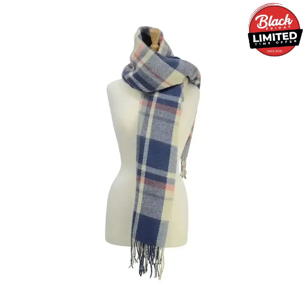 Hy Equestrian Ladies Supersoft Tartan Scarf Black/White/Grey Headwear & Neckwear