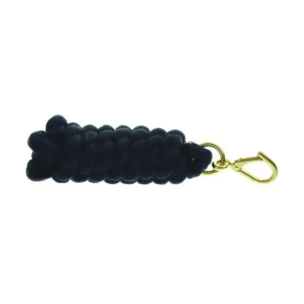Black braided cord equestrian lead rope with gold high quality wednesbury clip and ultimate cotton lead features