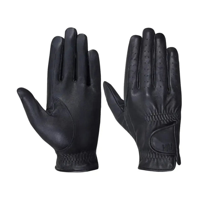 HY Equestrian Leather Riding Gloves Black X Small Riding Gloves
