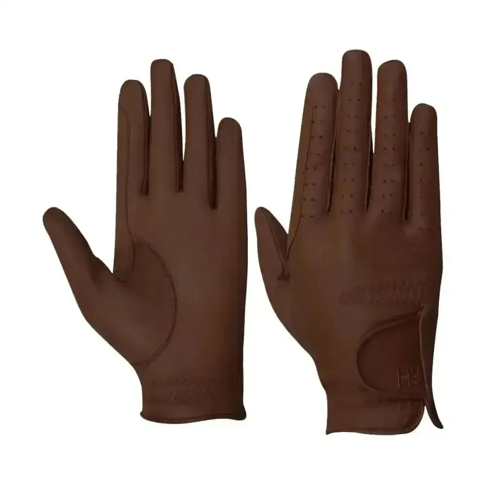 HY Equestrian Leather Riding Gloves Brown X Small Riding Gloves