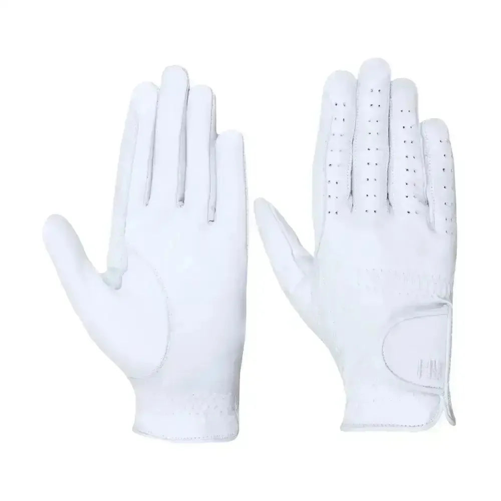 HY Equestrian Leather Riding Gloves White X Small Riding Gloves