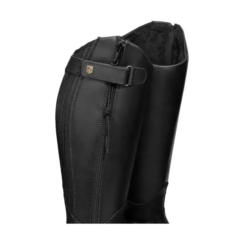 Black leather equestrian londonderry winter riding boot with zipper and adjustable strap for stylish country use