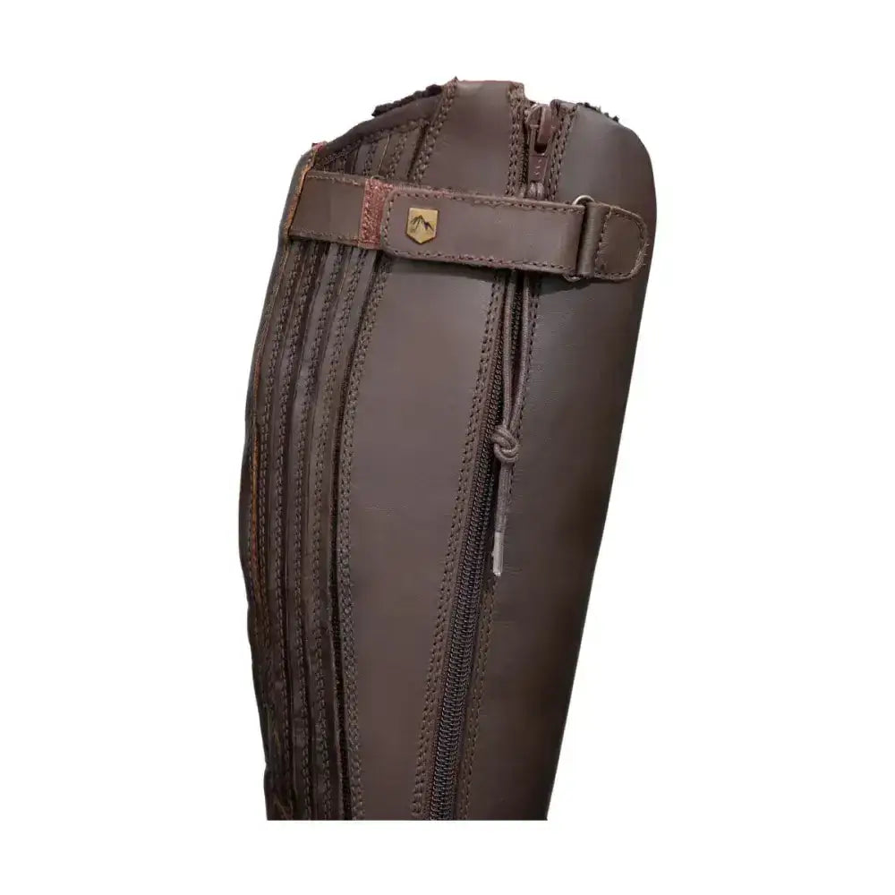 Brown leather equestrian londonderry winter boot gaiter with zipper and adjustable strap for stylish country riding boots