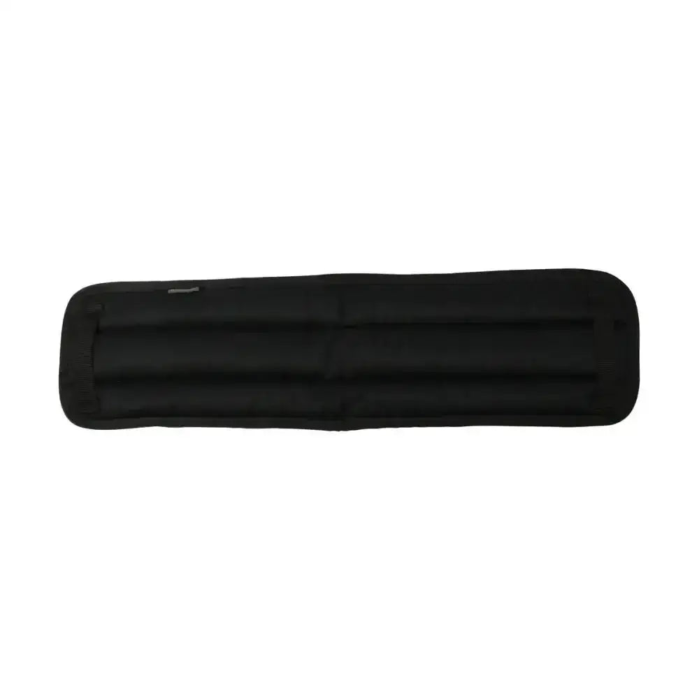 Black fabric equestrian lunge roller pad with three padded sections for horse tack comfort and protection