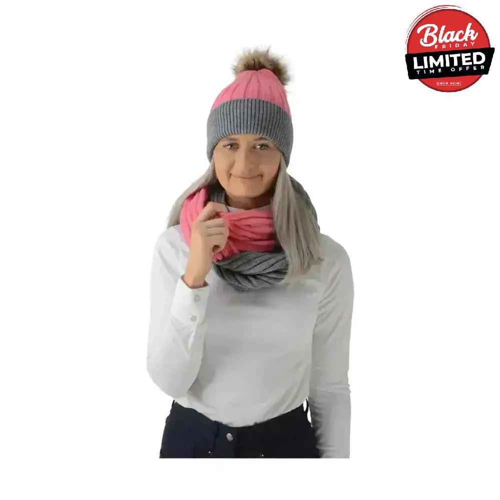Hy Equestrian Luxembourg Luxury Snood Coral/Charcoal Headwear & Neckwear