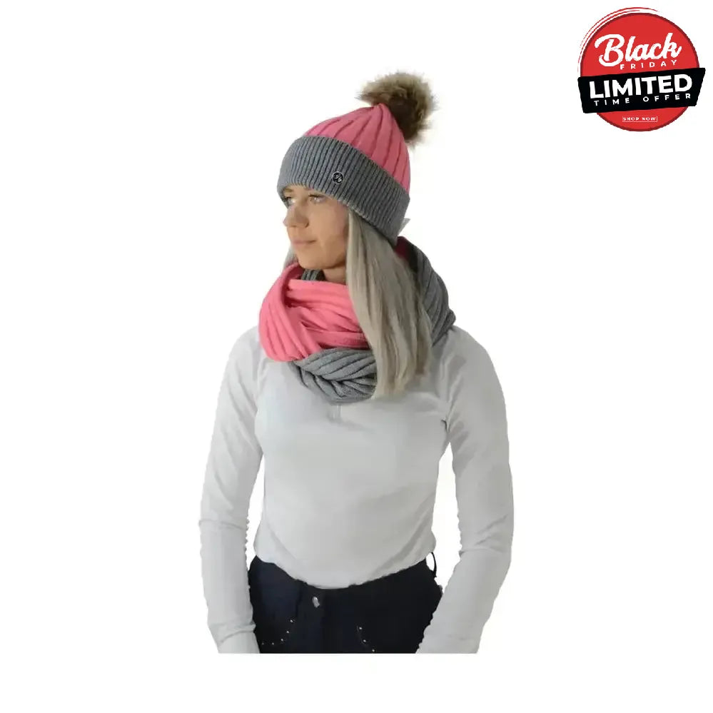 Hy Equestrian Luxembourg Luxury Snood Coral/Charcoal Headwear & Neckwear