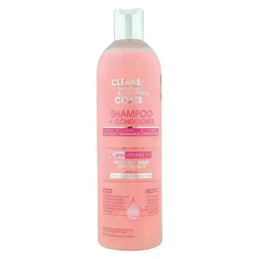Pink plastic bottle of Hy Equestrian Magic Sparkle 2 in 1 shampoo and conditioner with silver cap to internally strengthen and repair damage