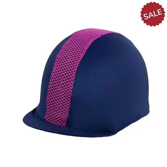 Hy Equestrian Mesh Hat Cover Navy/Pink One Size Hat Silks