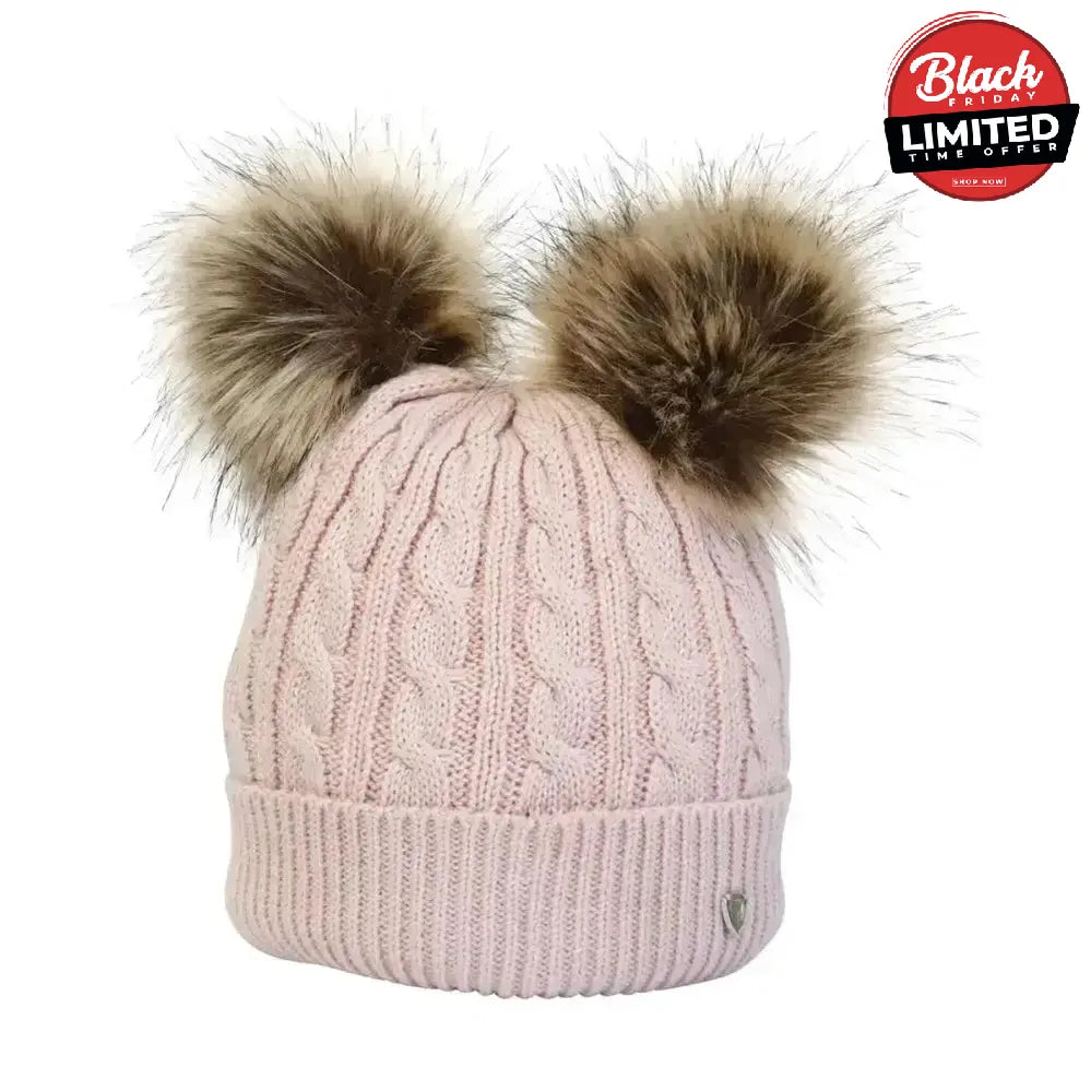 Hy Equestrian Morzine Children's Bobble Hat Beige Headwear