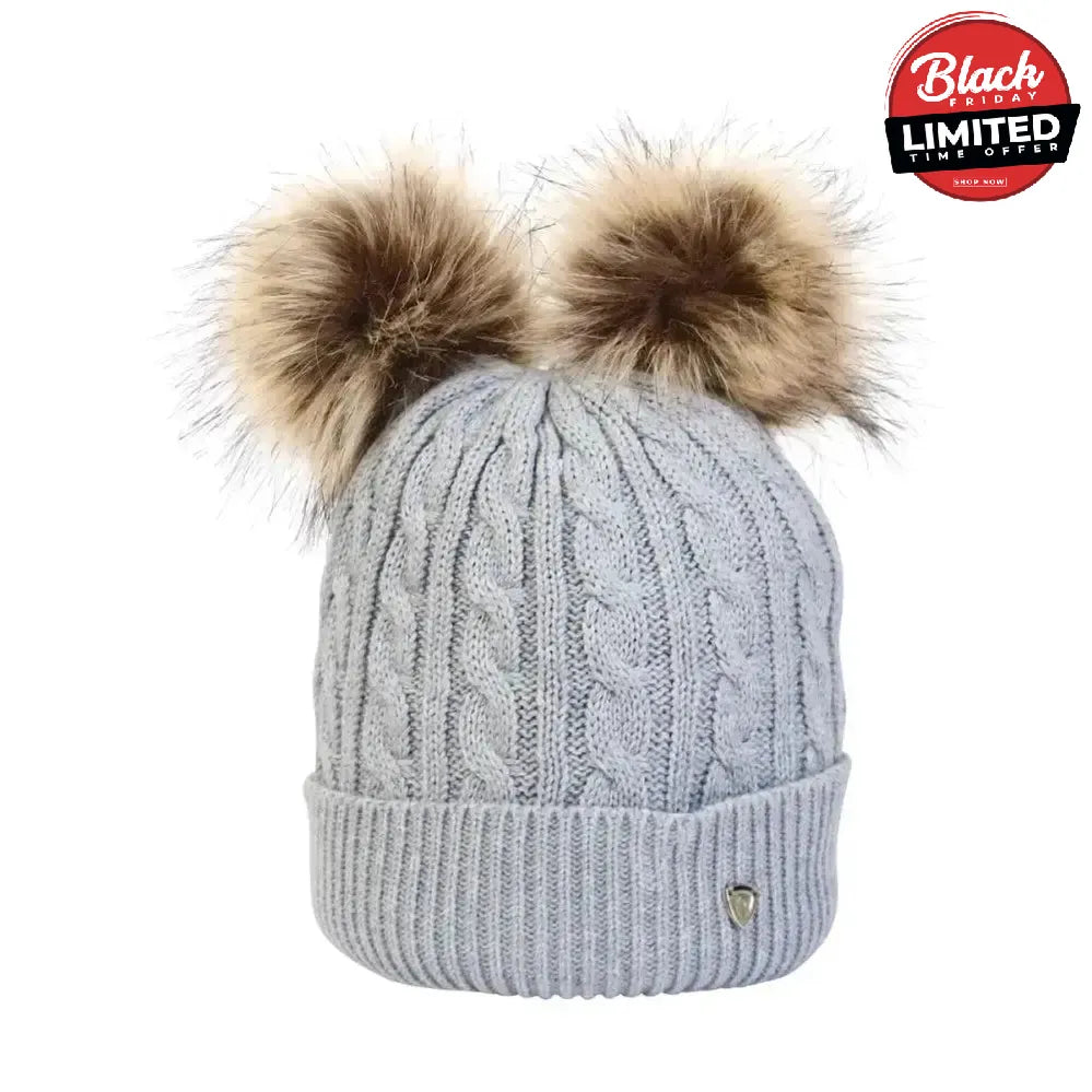 Hy Equestrian Morzine Children's Bobble Hat Beige Headwear