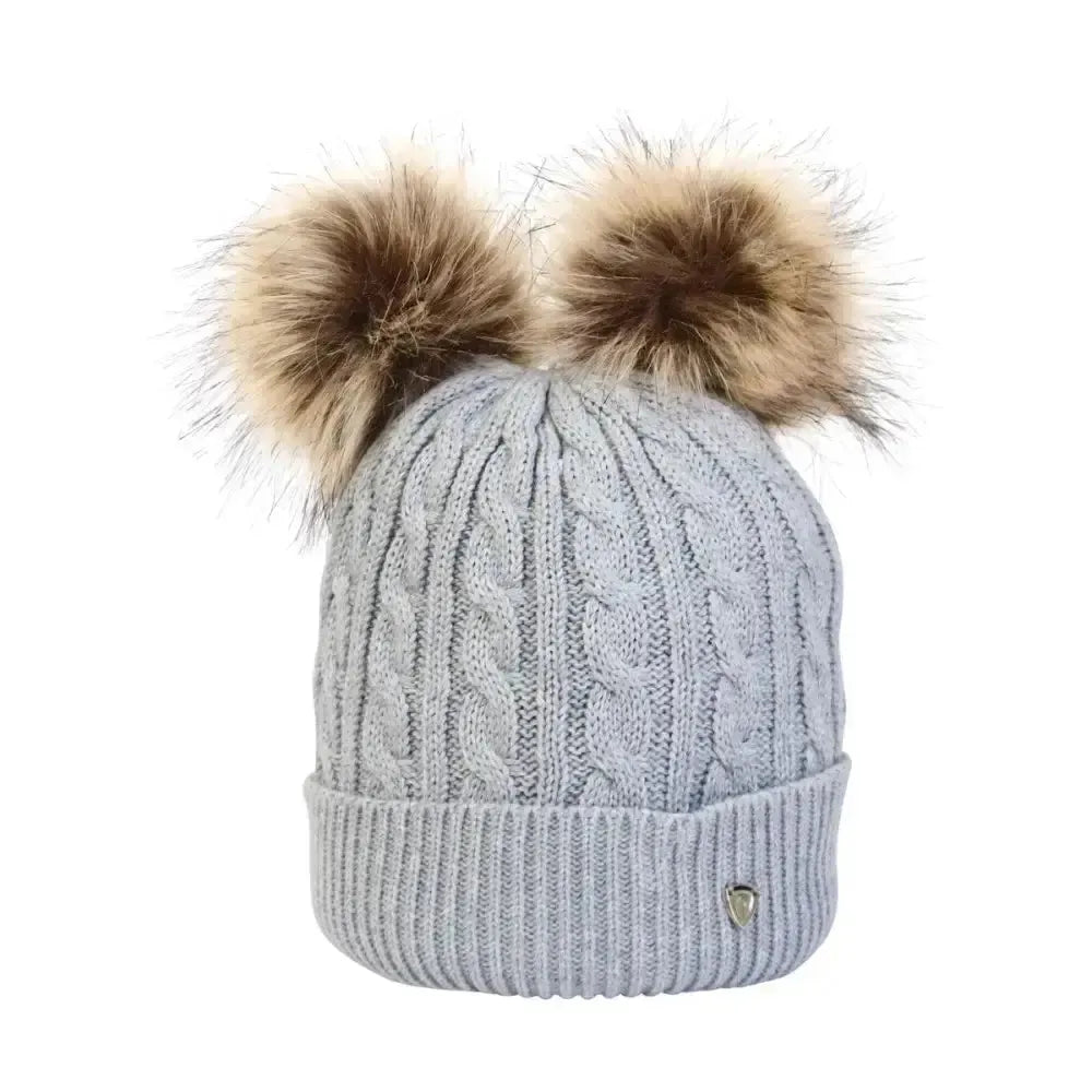 Hy Equestrian Morzine Children's Bobble Hat Grey Headwear