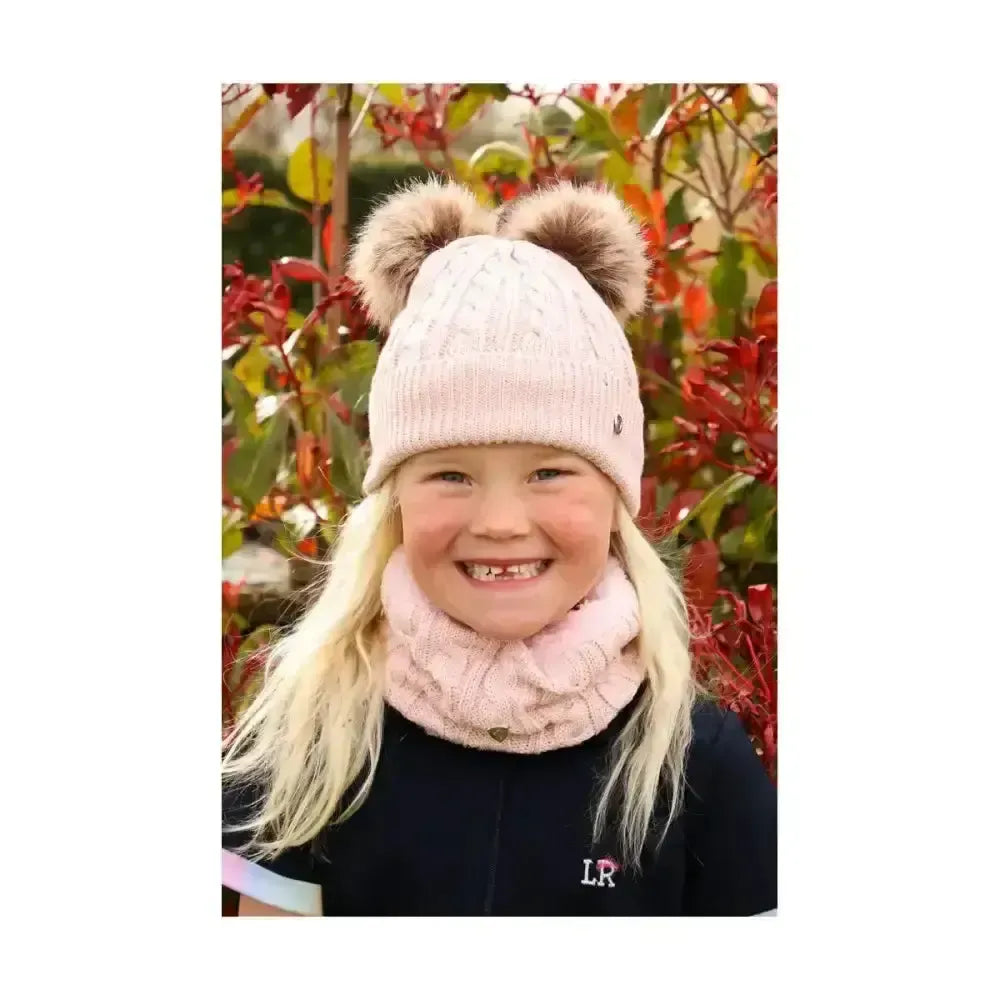 Hy Equestrian Morzine Children's Hat and Snood Set Beige Headwear & Neckwear