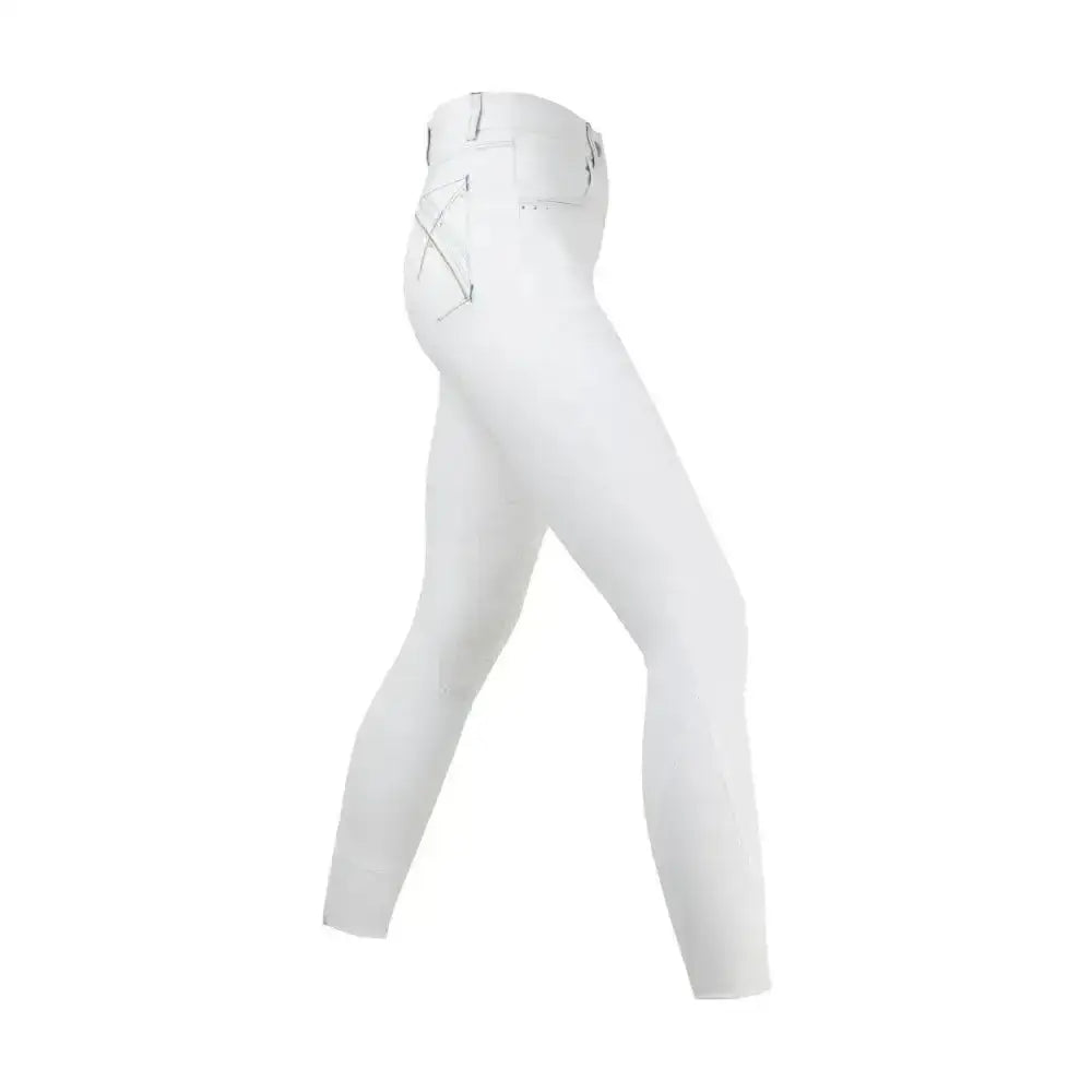 White hy equestrian olympian ladies breeches with sleek, form-fitting design and subtle stitching stylish breeches