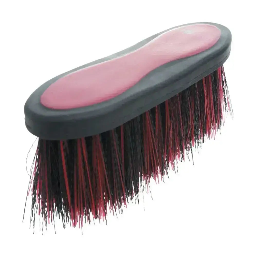Pink and black Hy Equestrian Pro Groom long bristle dandy brush with red and dark bristles for grooming horses