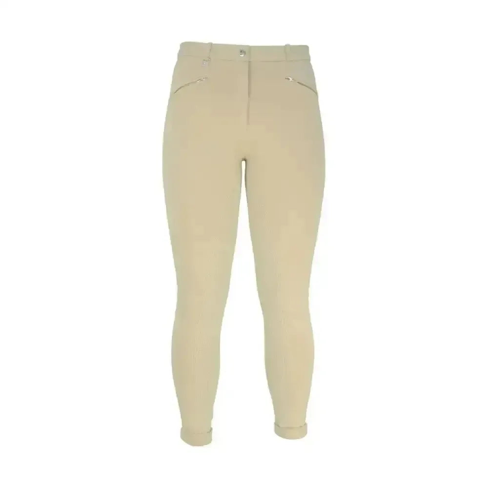 HY Equestrian Raised Polka Dot Ladies Jodhpurs Beige 24" Jodhpurs