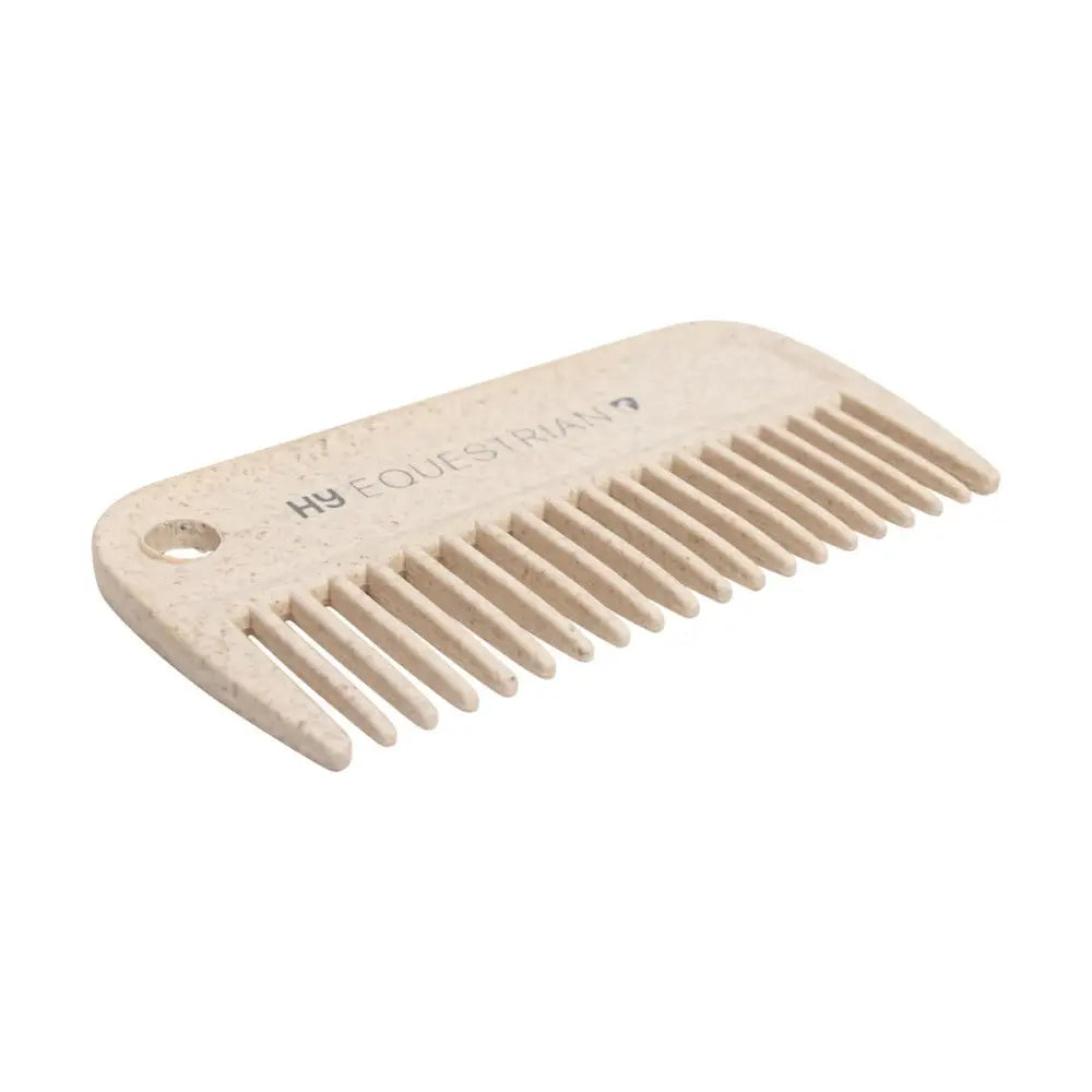 Beige hy equestrian recycled comb with evenly spaced teeth and handle hole for ultimate eco-friendly addition