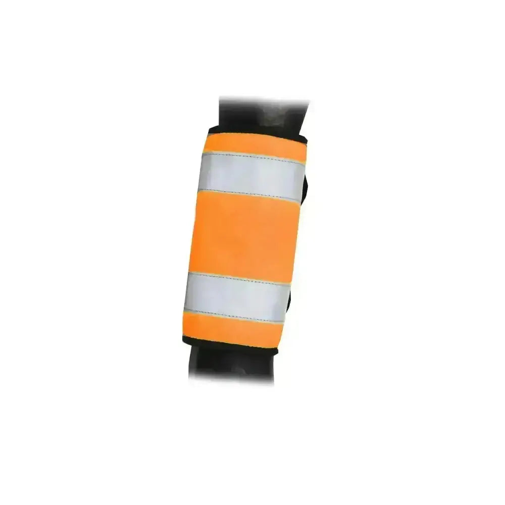 Bright orange hy equestrian reflector horse leg wraps with two silver reflective stripes for high visibility safety