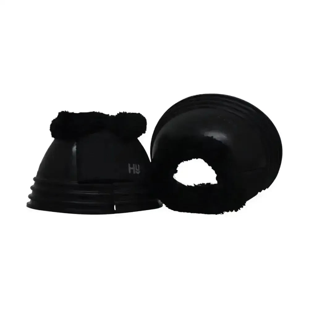 Hy Equestrian Ringed Fleece Topped Over Reach Boots Black Large Over Reach Boots
