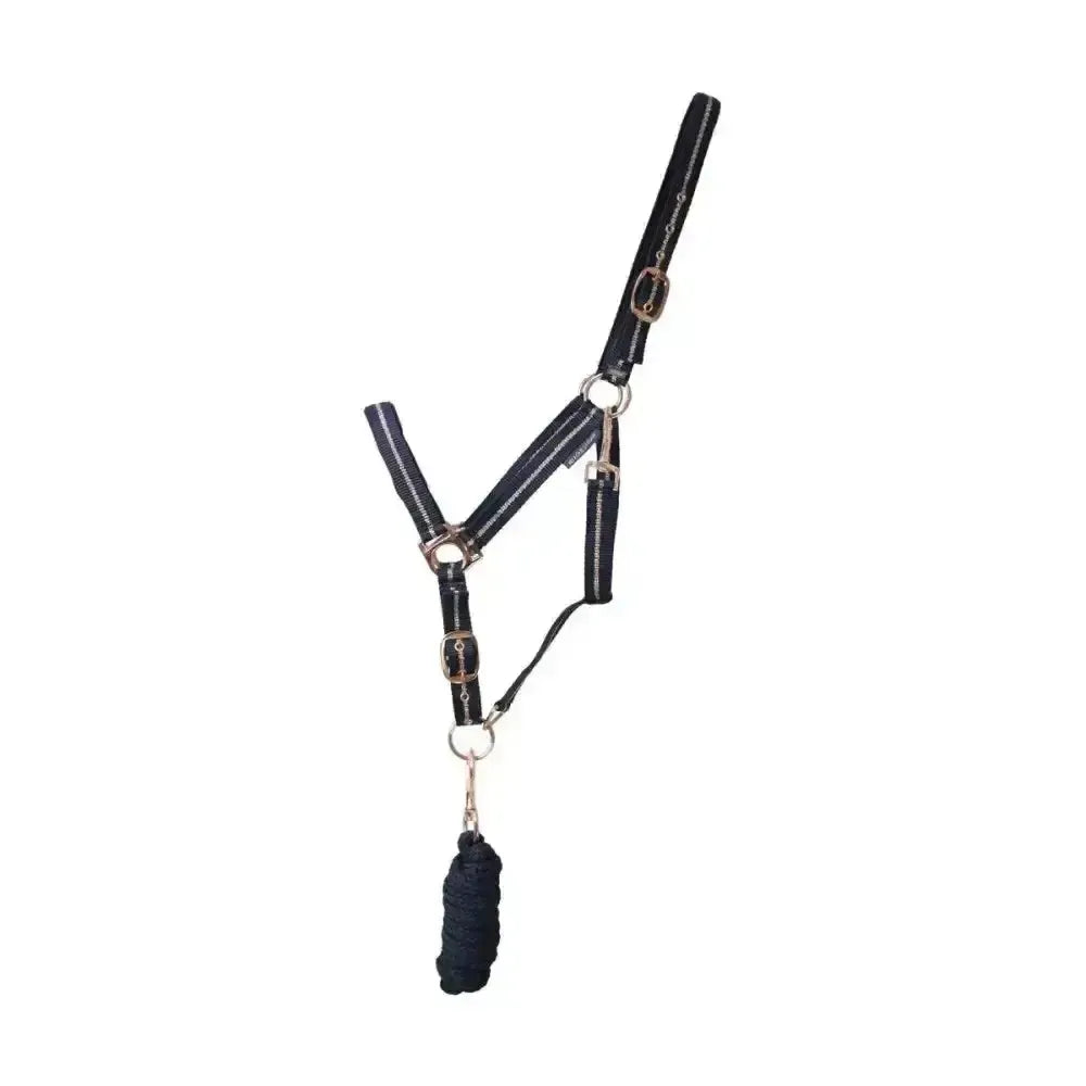 Hy Equestrian Rose Glitter Head Collar & Lead Rope Set Burgundy Cob Headcollar Sets