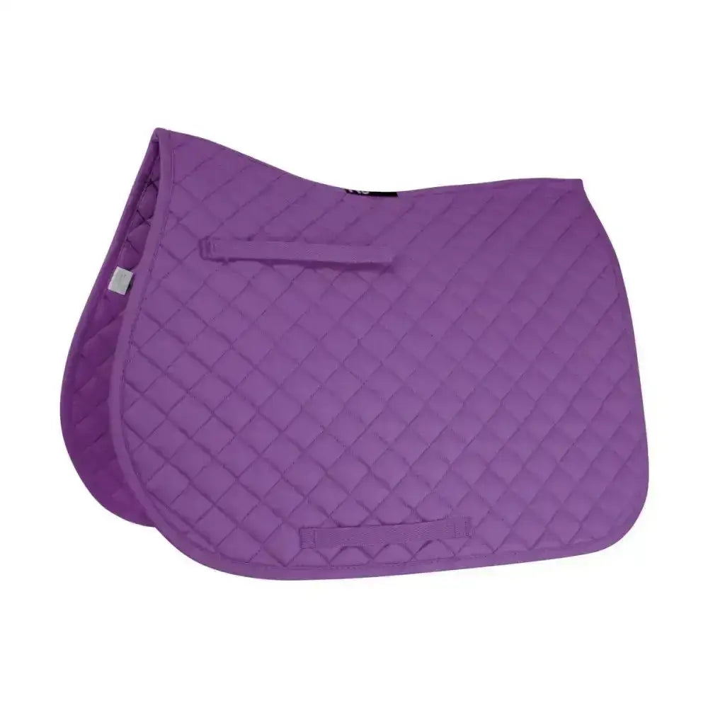 Purple quilted hy equestrian showjump saddle pad with diamond stitching and small side tag ideal for showjump saddle cloth