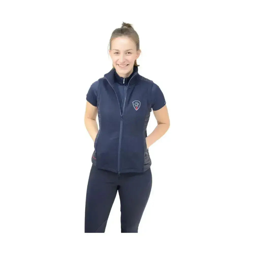 HY Equestrian Signature Gilet marine Blue/Red X Small Bodywarmers