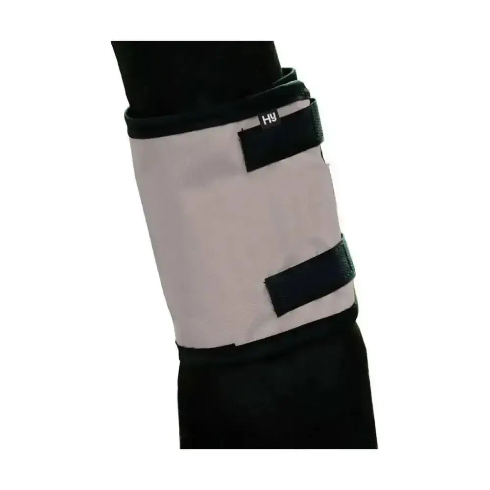 Black and white hy equestrian silva flash reflective leg wrap with adjustable velcro straps for horses