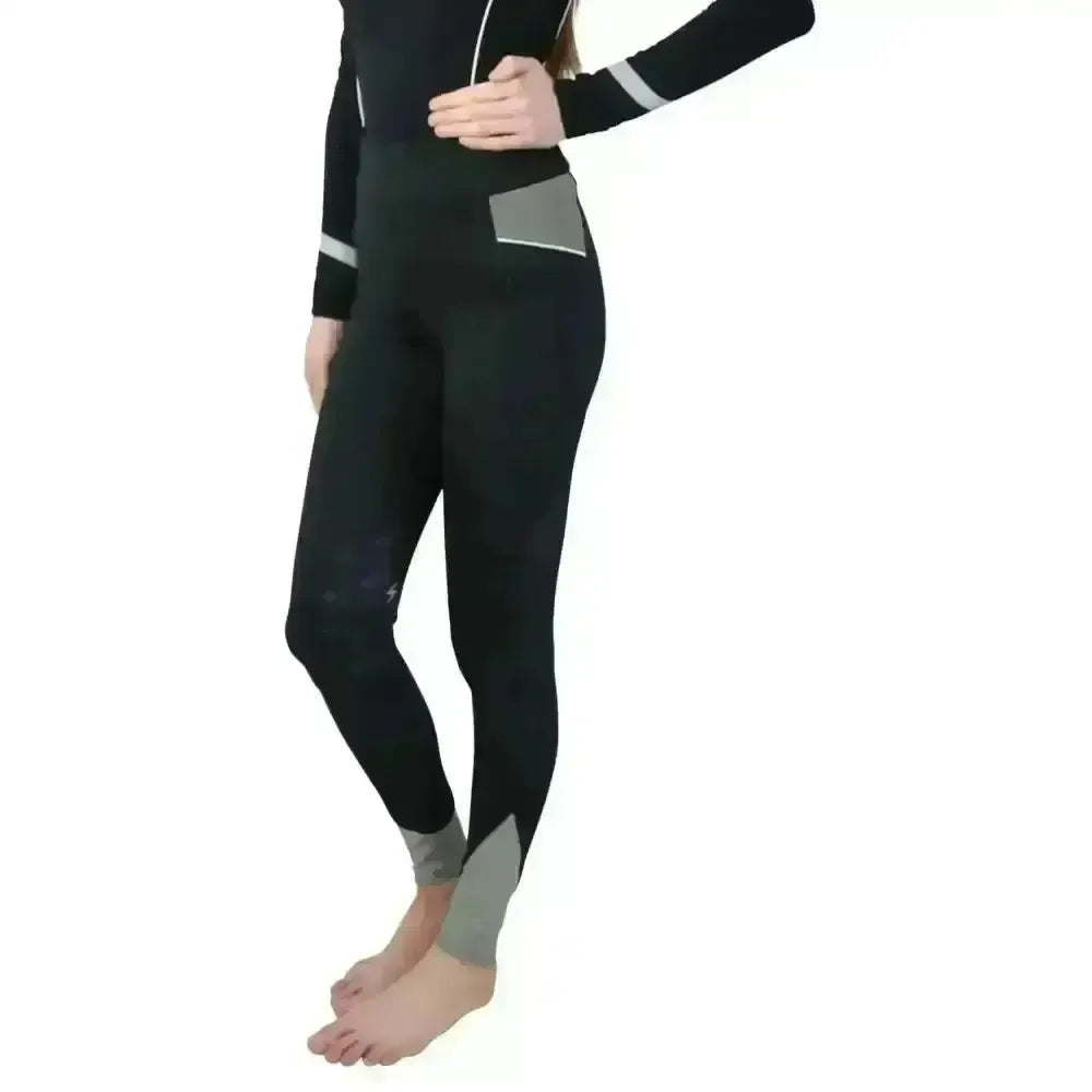 Hy Equestrian Silva Flash Riding Tights Black/Reflective Silver Large Riding Tights