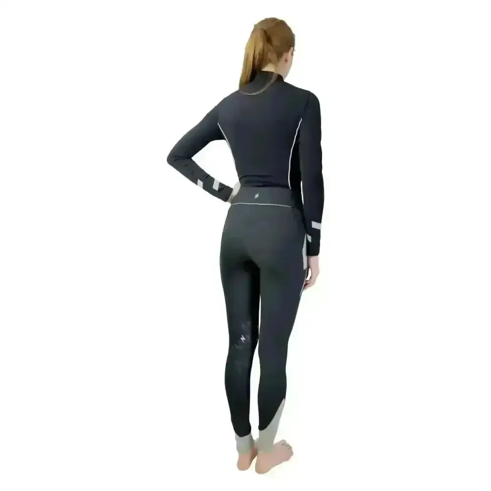 Hy Equestrian Silva Flash Riding Tights Black/Reflective Silver Large Riding Tights