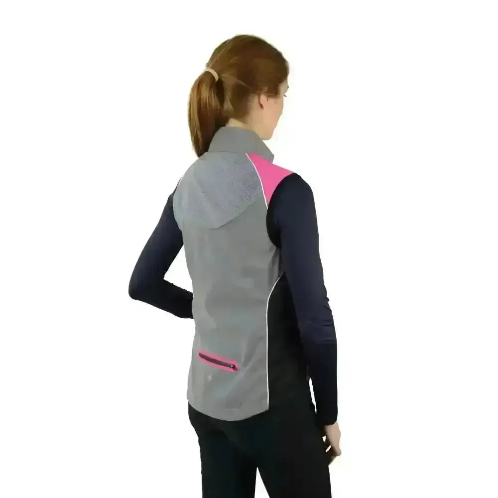 Hy Equestrian Silva Flash Two Tone Reflective Gilet Reflective Silver-Pink X Small Riding Gilets