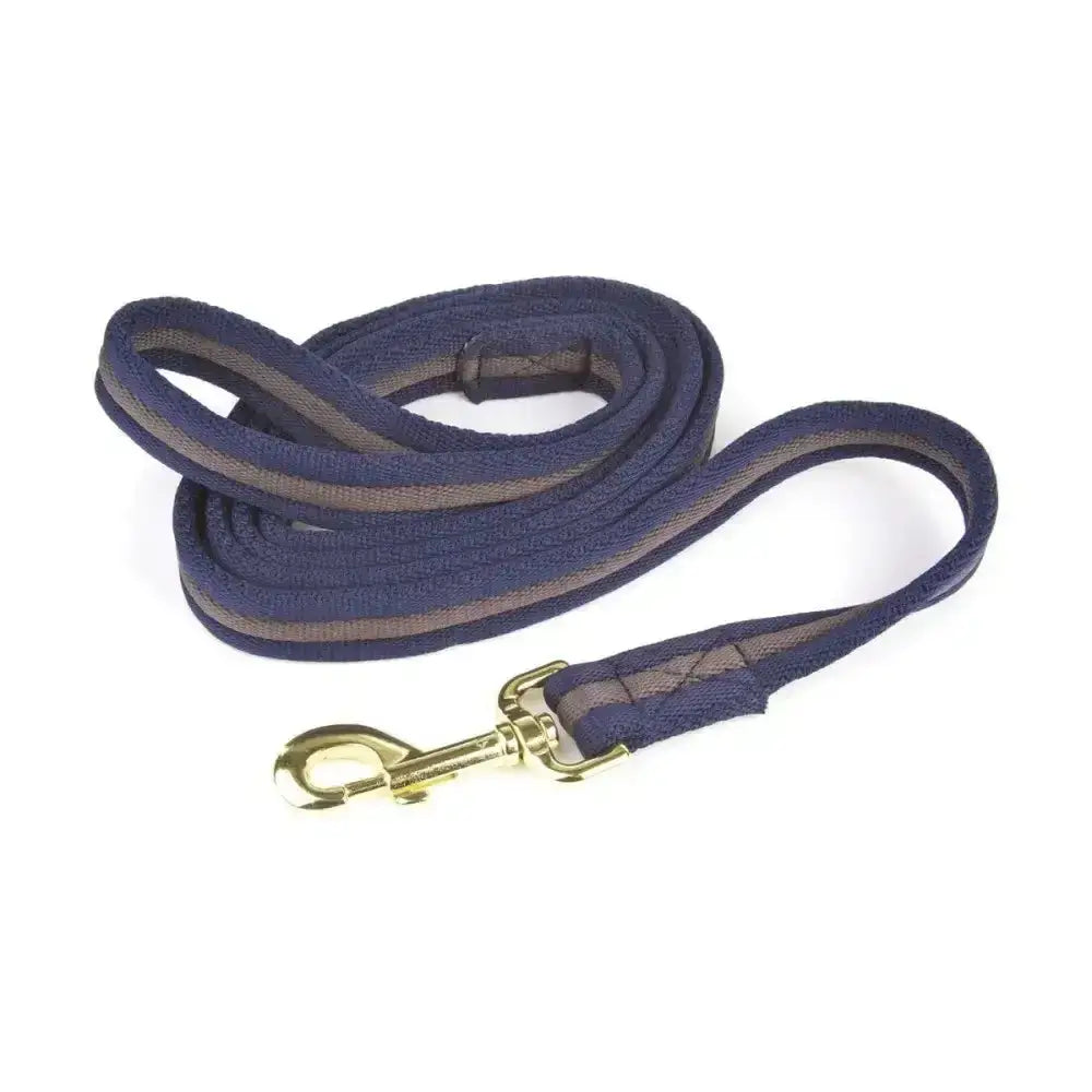 Navy blue woven leather soft webbing lead with gold-tone clasp by hy equestrian perfect for everyday use