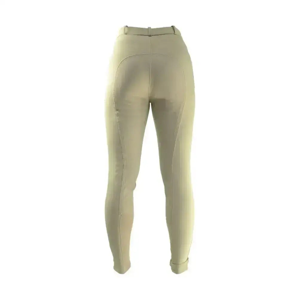 Beige hy equestrian softshell winter ladies breeches with fitted design and subtle seam detailing for cold weather rides