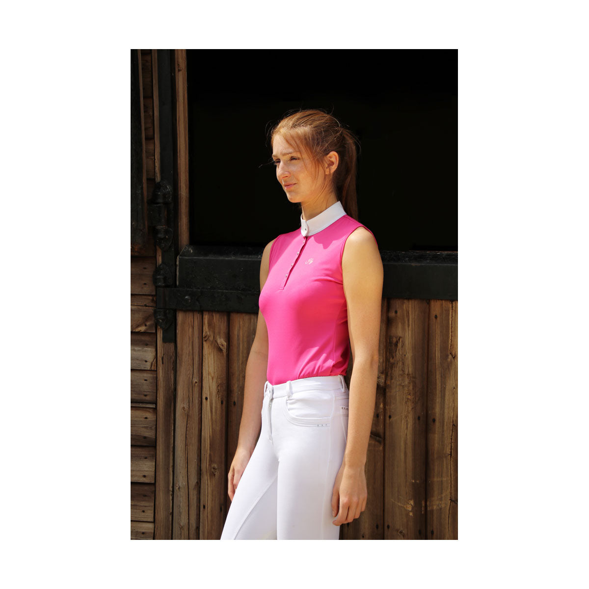 Hy Equestrian Sophia Sleeveless Show Shirt Rose Pink Show Shirts Barnstaple Equestrian Supplies