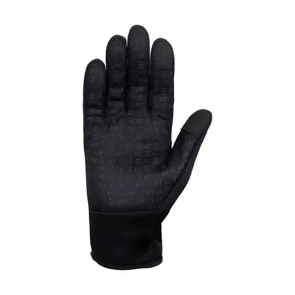 Black hy equestrian stalactite zip softshell gloves with textured grip palm for riding and general use