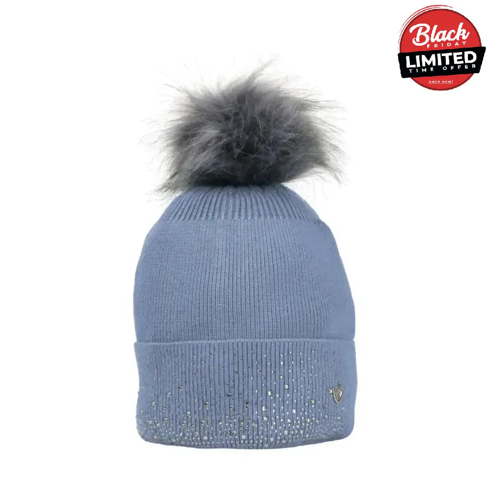 Hy Equestrian Synergy Diamante Bobble Hat Aqua Headwear & Neckwear