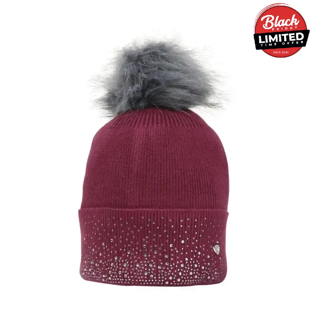 Hy Equestrian Synergy Diamante Bobble Hat Aqua Headwear & Neckwear