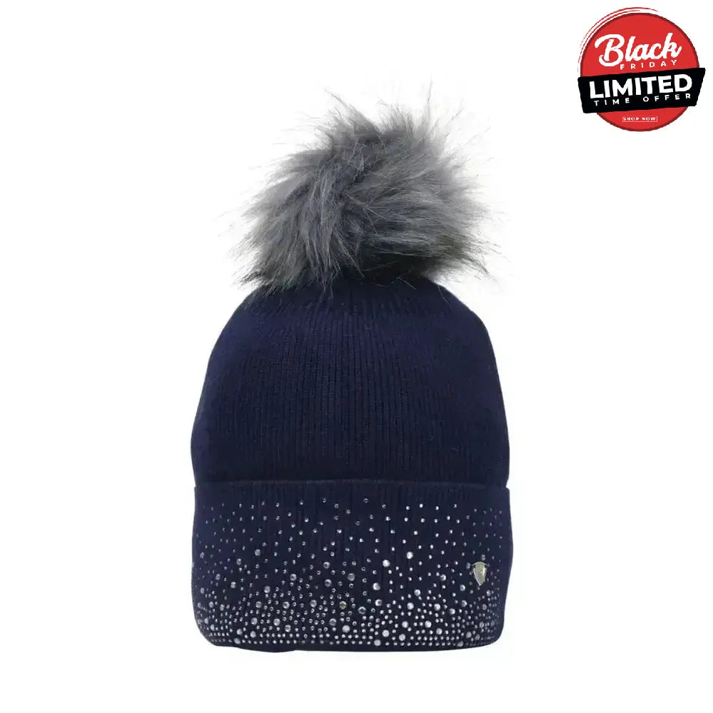 Hy Equestrian Synergy Diamante Bobble Hat Aqua Headwear & Neckwear