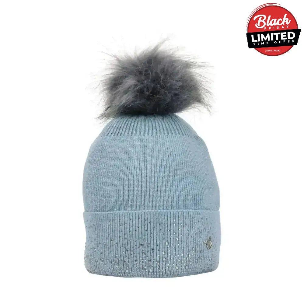 Hy Equestrian Synergy Diamante Bobble Hat Aqua Headwear & Neckwear