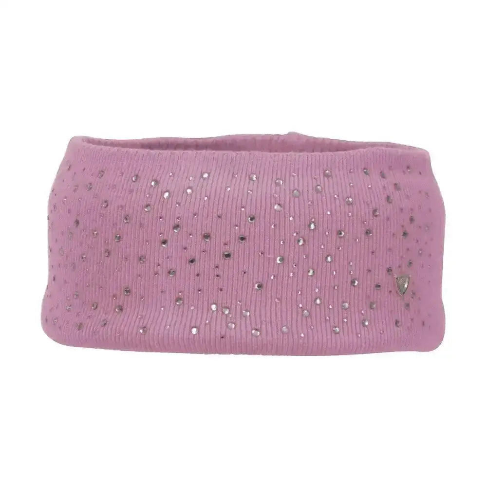 Pink close knit headband with silver rhinestones decorated equestrian synergy diamante synergy diamante headband