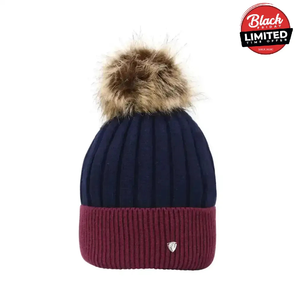 Hy Equestrian Synergy Luxury Bobble Hat Aqua/Rose Headwear