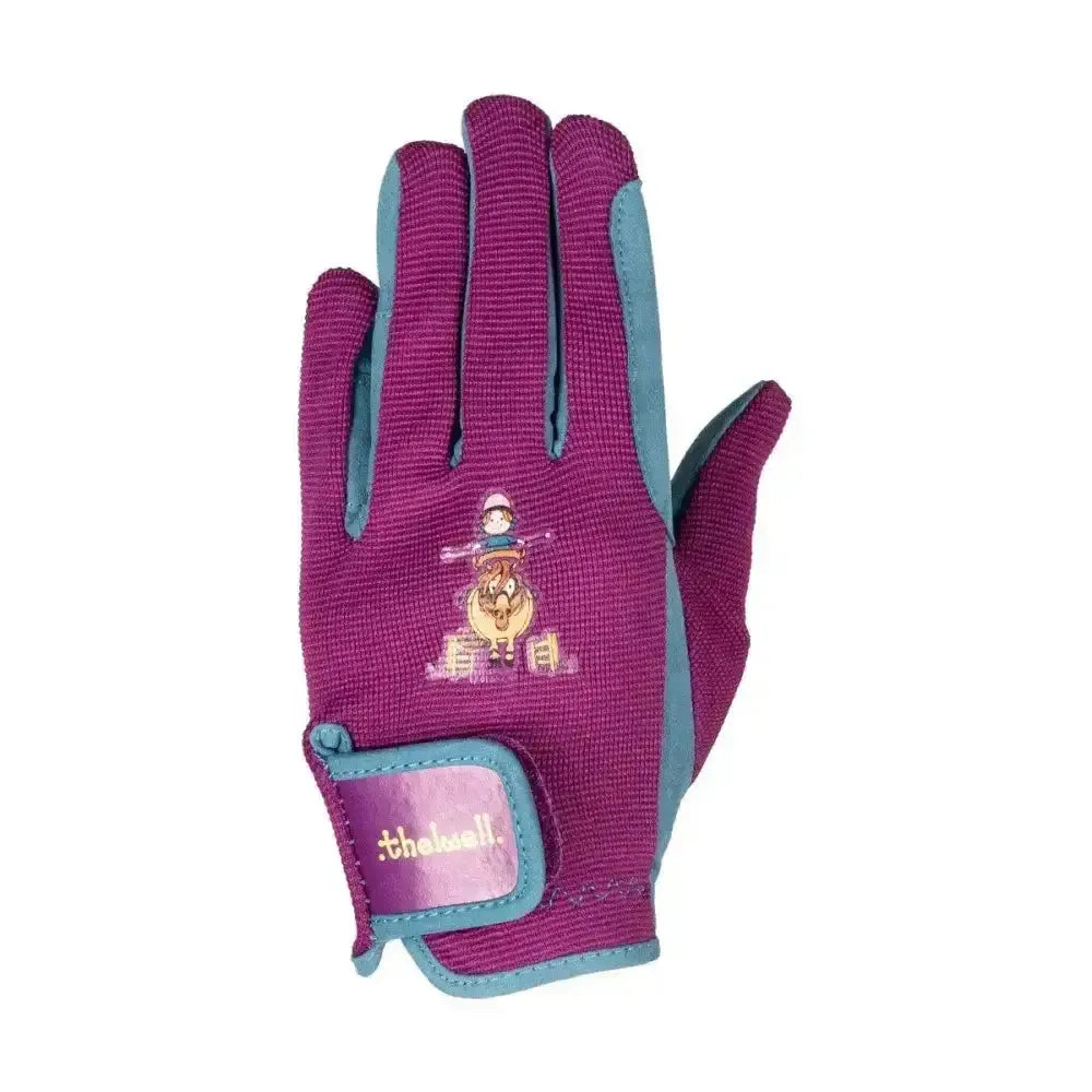 Hy Equestrian Thelwell Collection Pony Friends Riding Gloves Imperial Purple/Pacific Blue Child Large Riding Gloves