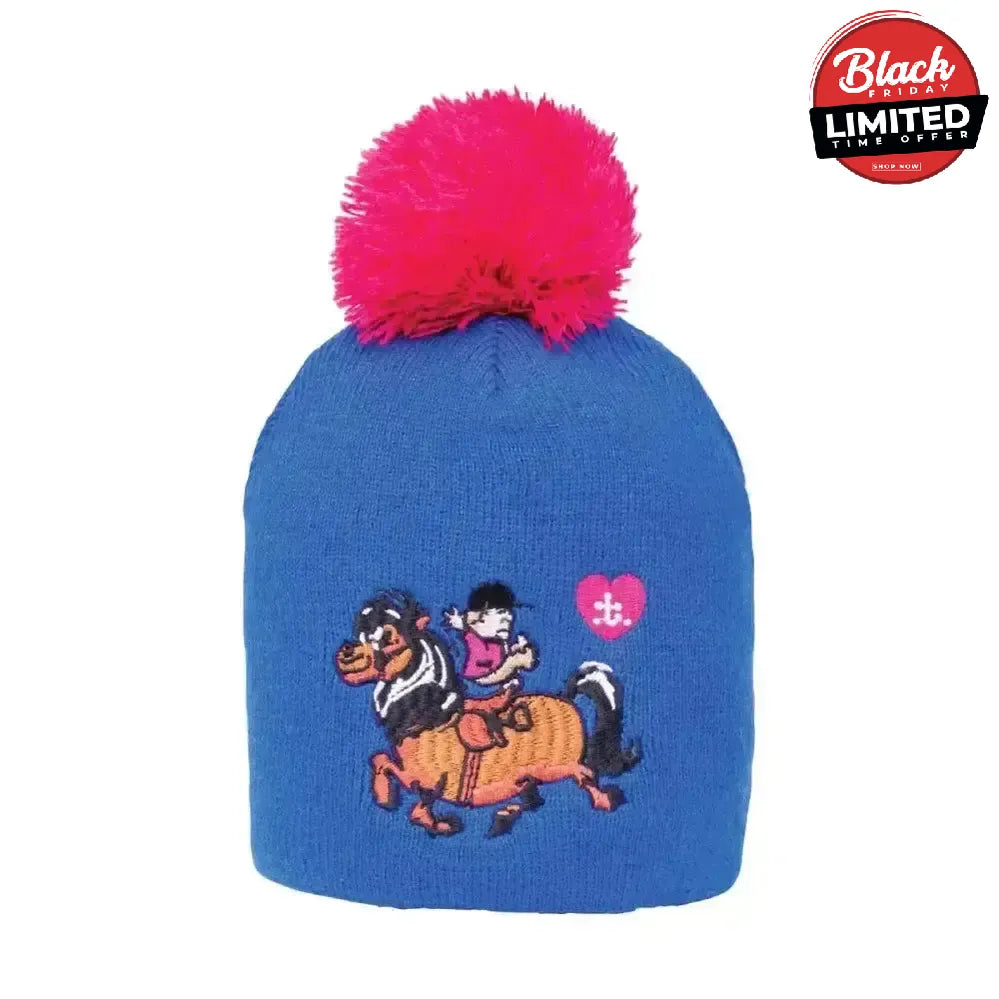 Hy Equestrian Thelwell Collection Race Bobble Hat Cobalt Blue/magenta One Size Headwear