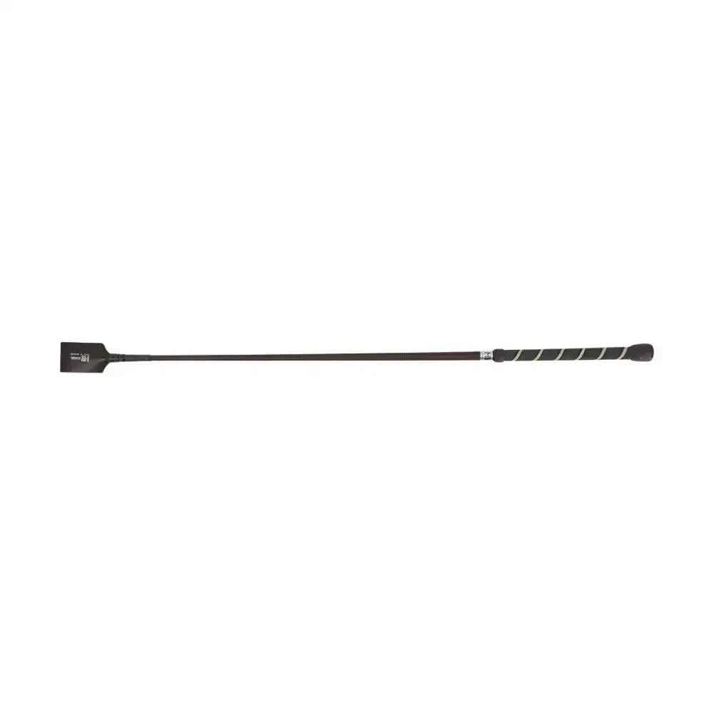 Black hy equestrian twister riding whip with cushion grip handle and flat rectangular head for riding use