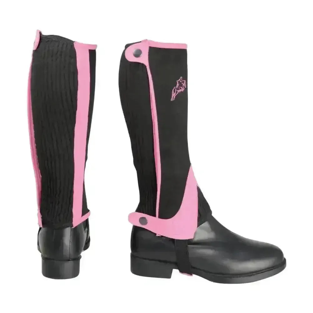Hy Equestrian Two Tone Amara Half Chaps For Kids Black / Pink Small Chaps & Gaiters