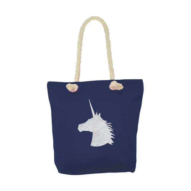HY Equestrian Unicorn Glitter Tote Bag Navy One Size Kit Bags