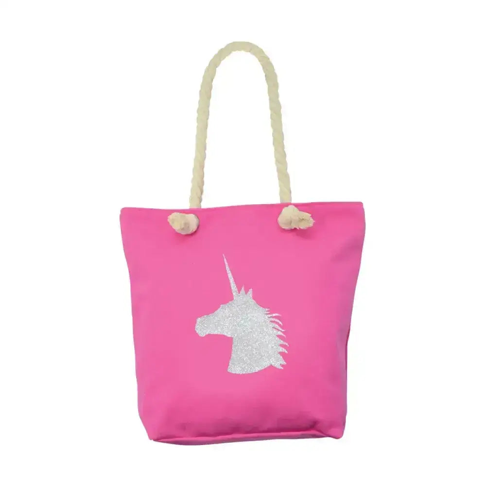 HY Equestrian Unicorn Glitter Tote Bag Pink One Size Kit Bags