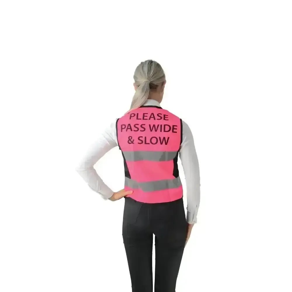 HY Equestrian Waistcoat - Please Pass Wide & Slow by Hy Equestrian Pink/Black X X Small Hi-Vis