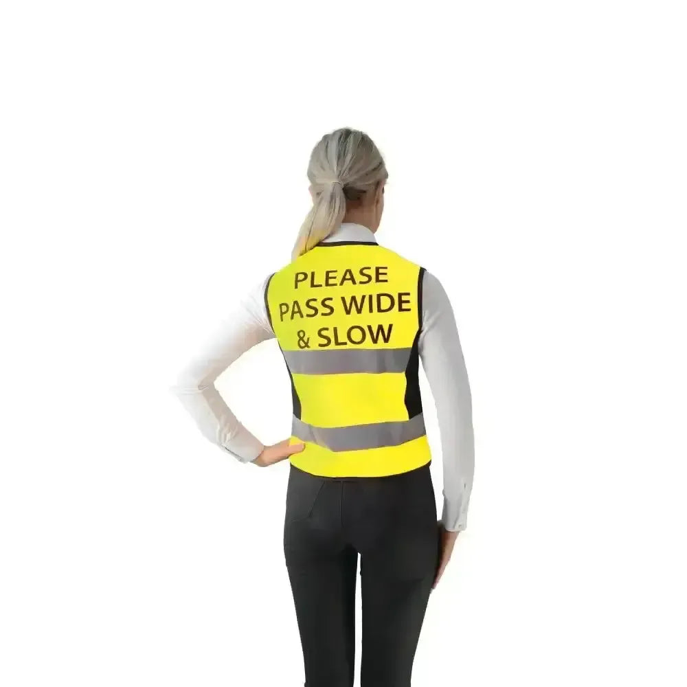HY Equestrian Waistcoat - Please Pass Wide & Slow by Hy Equestrian Yellow/Black X X Small Hi-Vis
