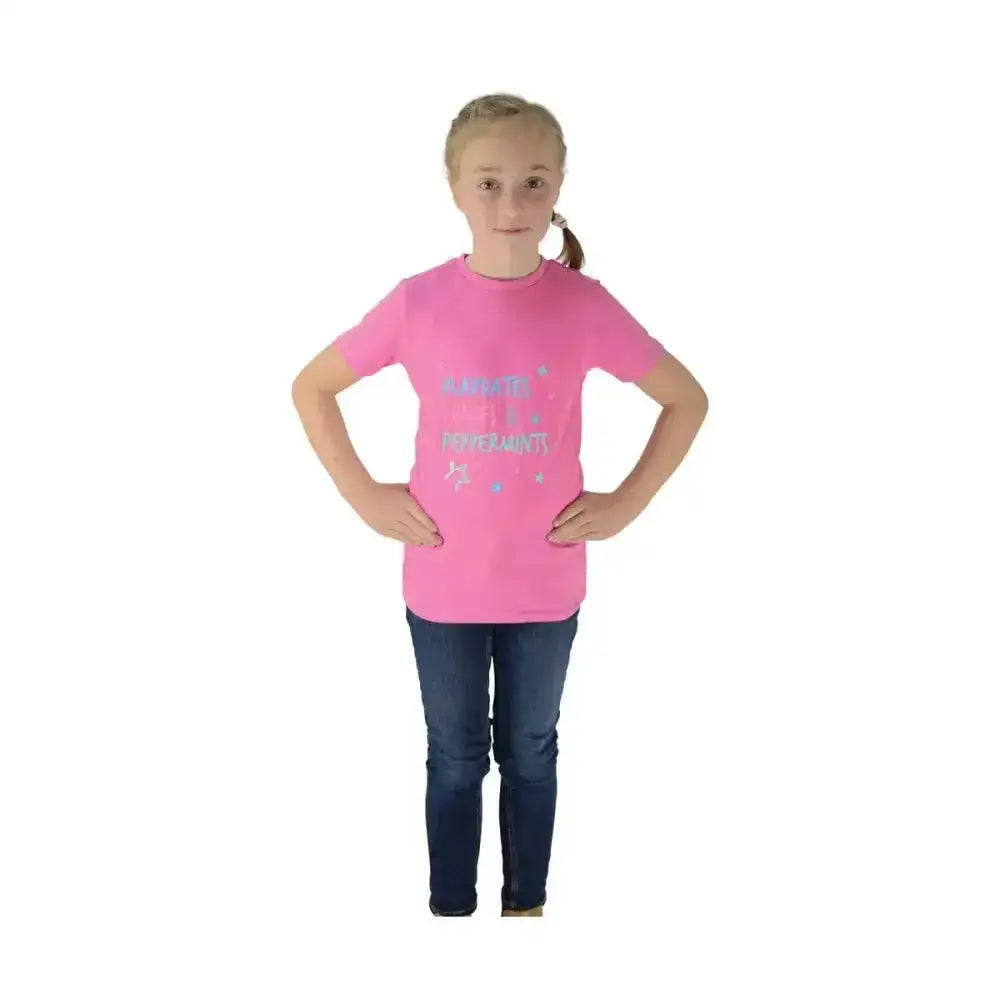 HY Equestrian Zeddy Playdates T-Shirt Azalea Pink/River Blue 5-6 Years T Shirts