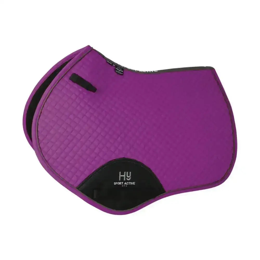 Purple hy sport active close contact saddle pad with black accents and textured surface for active riding